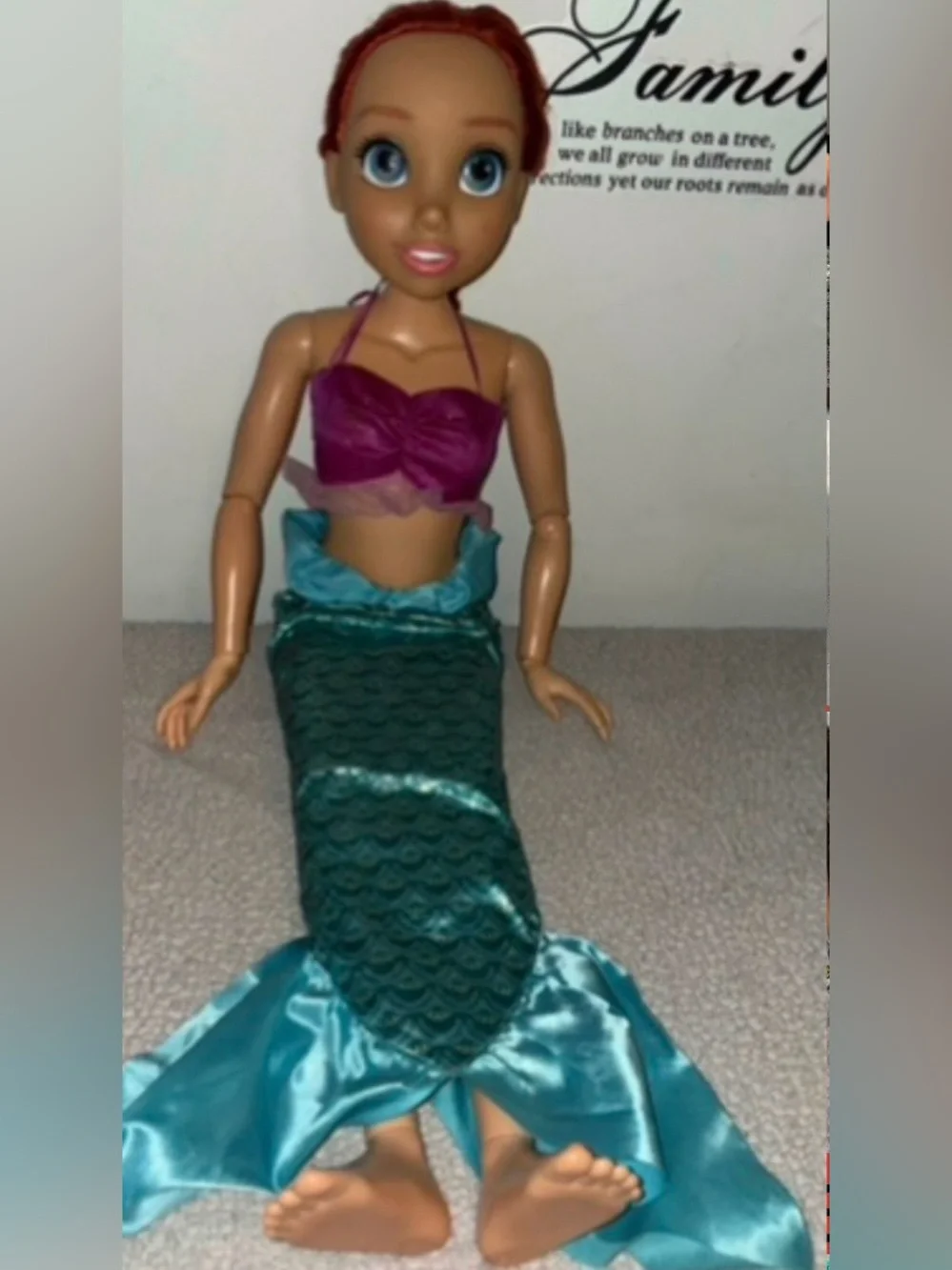 big Mermaid Doll with Teal Tail and Magenta Top - Kids Toys